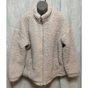 Maurices XL Teddy Bear Jacket Lined Gray Sherpa Zipped Drawstring